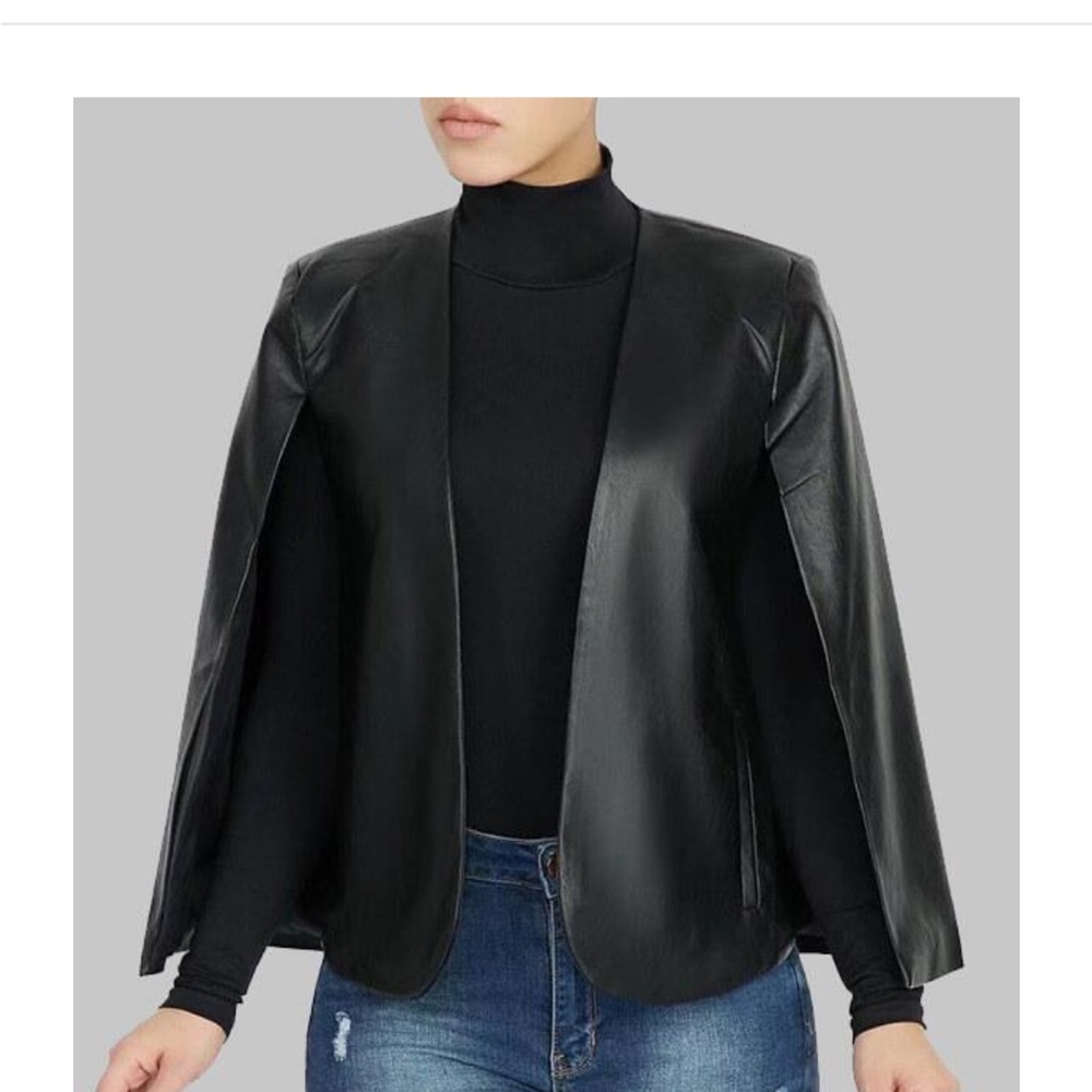 Faux leather cape